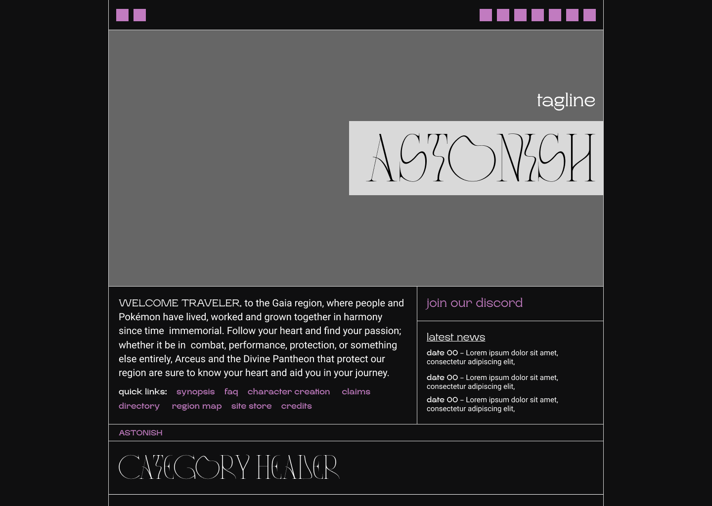 Desktop header mock-up