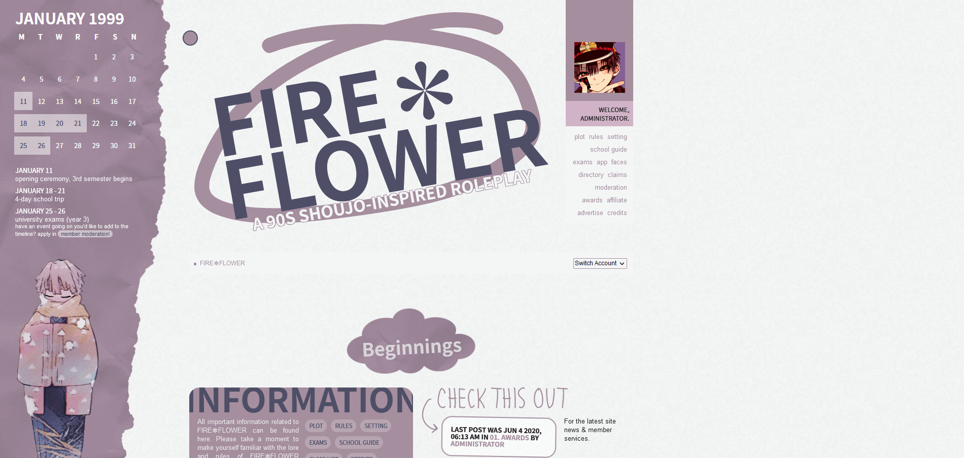 image of a website designed with light gray and purples