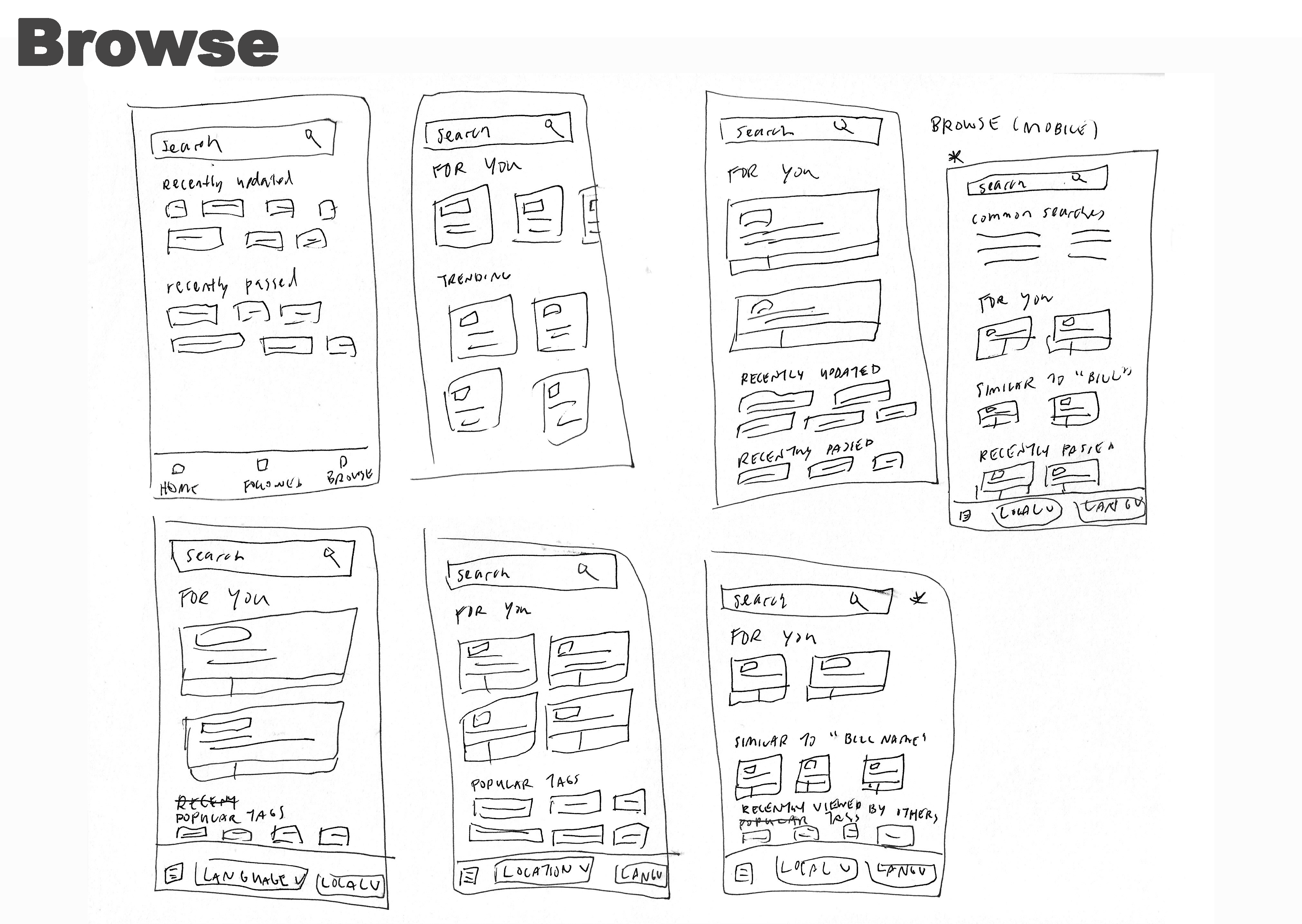 Browse wireframe